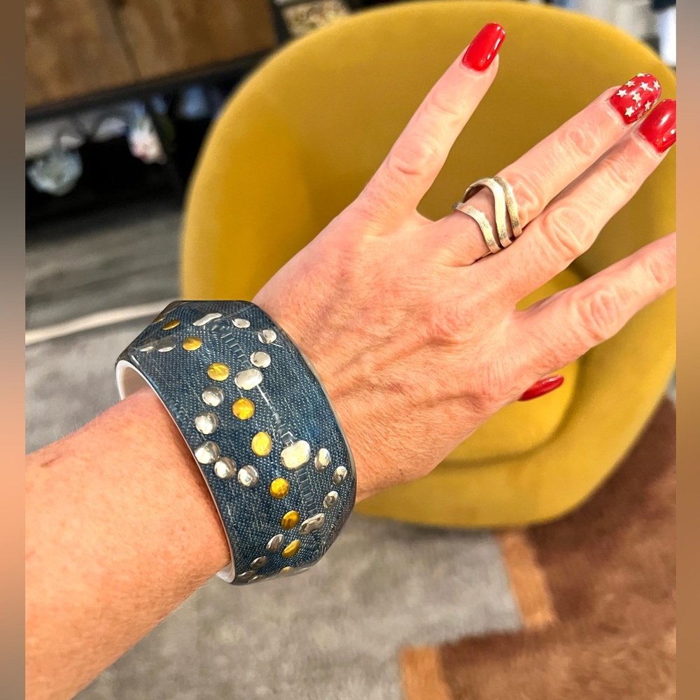 Acrylic Denim Bangle Bracelet